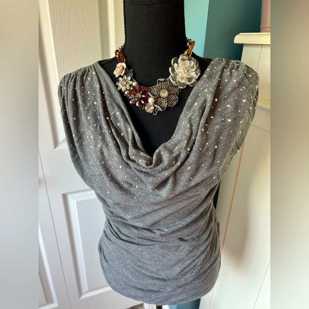 🖤Express Cowl Neck Sparkly Top with Ruching